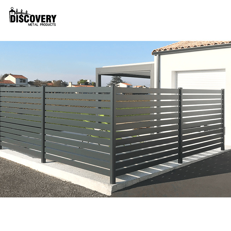 Modern Design Modular Fence Aluminum Metal Horizontal Yard Privacy Slat Fence Panels Outdoor Garden Fence