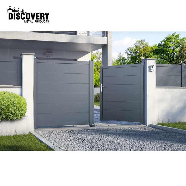 Villa Black Exterior Aluminum Driveway Gates Swing Gate Double Swing Gate Automatic Open Aluminum Gate for Entrance