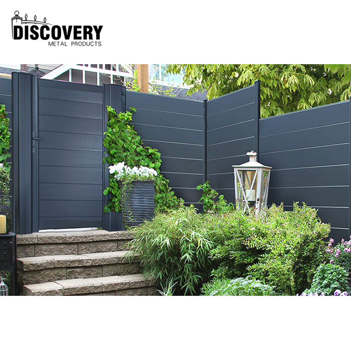 high quality black aluminium batten 8 ft privacy fence with S70 fencing posts for garden decoration privancy fence panels