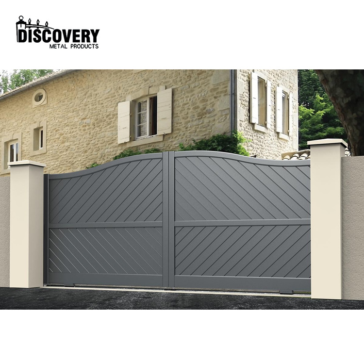 Automatic double swing aluminum gates european style home garden gates aluminum suspended folding entrance gate door