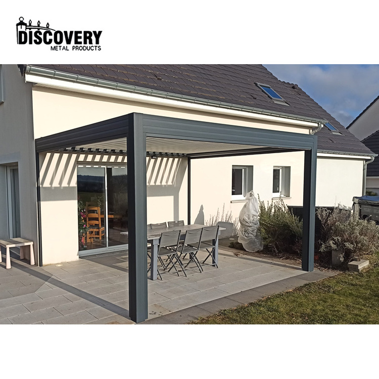 Modern Aluminum Garden Louvered Pergula Aluminium Gazebo Pergola Roof with Sliding Glass Doors