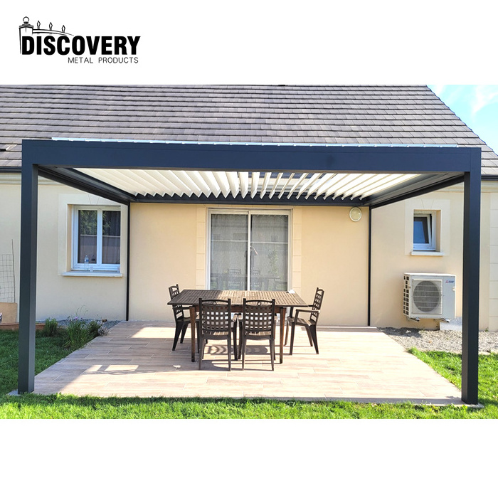 Easy Installing Motorized louvered aluminum garden free standing custom made pergola canopy