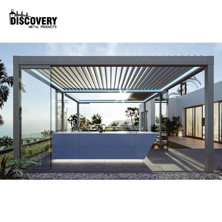 Factory Custom Fully Automatic Open Terrace Roof Pergola louvered Waterproof Aluminum Pergola for Outdoor