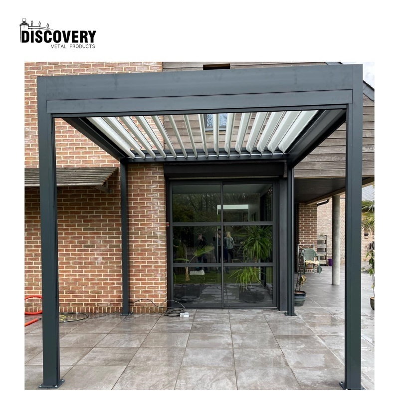 Chinese Supplier Metal Garden Pergolas Custom Bioclimatic Aluminum Louvered Pergola Waterproof Metal Gazebo With Blinds