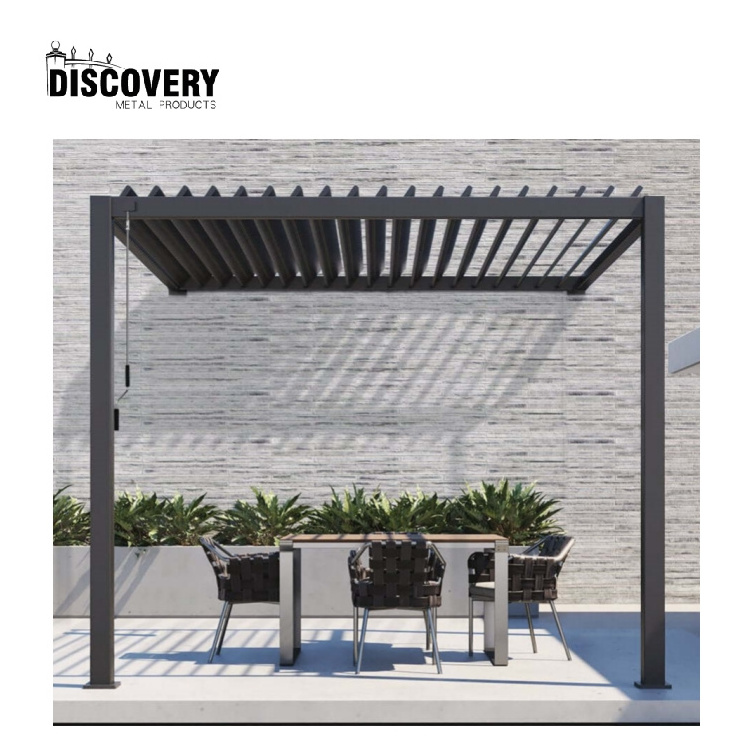 Chinese Supplier Metal Garden Pergolas Custom Bioclimatic Aluminum Louvered Pergola Waterproof Metal Gazebo With Blinds