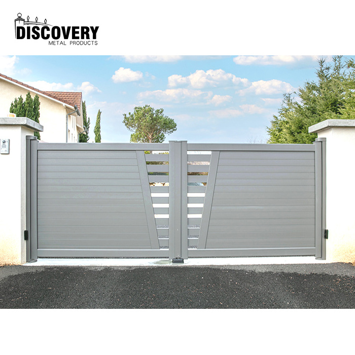 Automatic double swing aluminum gates european style home garden gates aluminum suspended folding entrance gate door