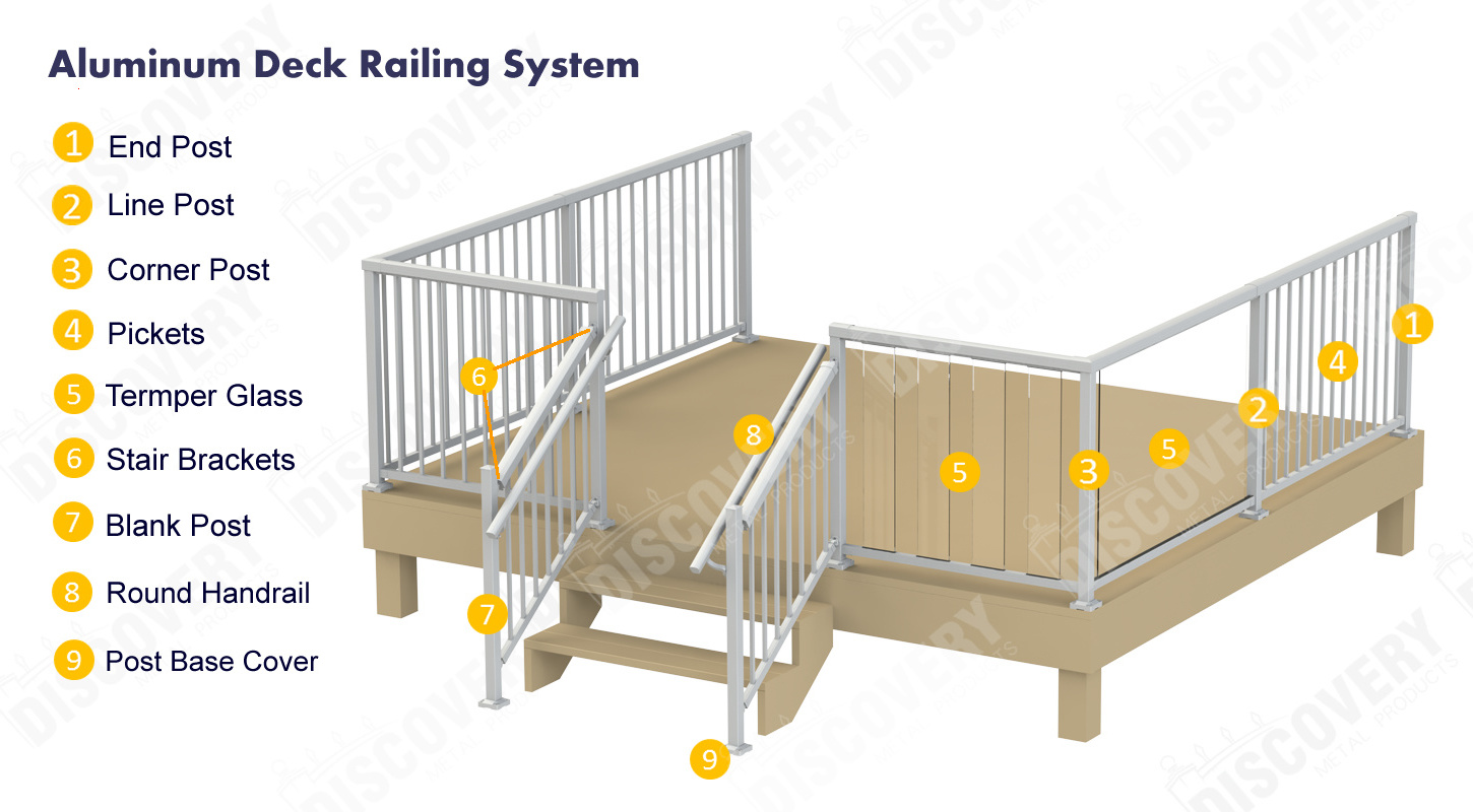 Modern design aluminum swimming pool handrail balustrades & handrails for removable swimming pool handrails