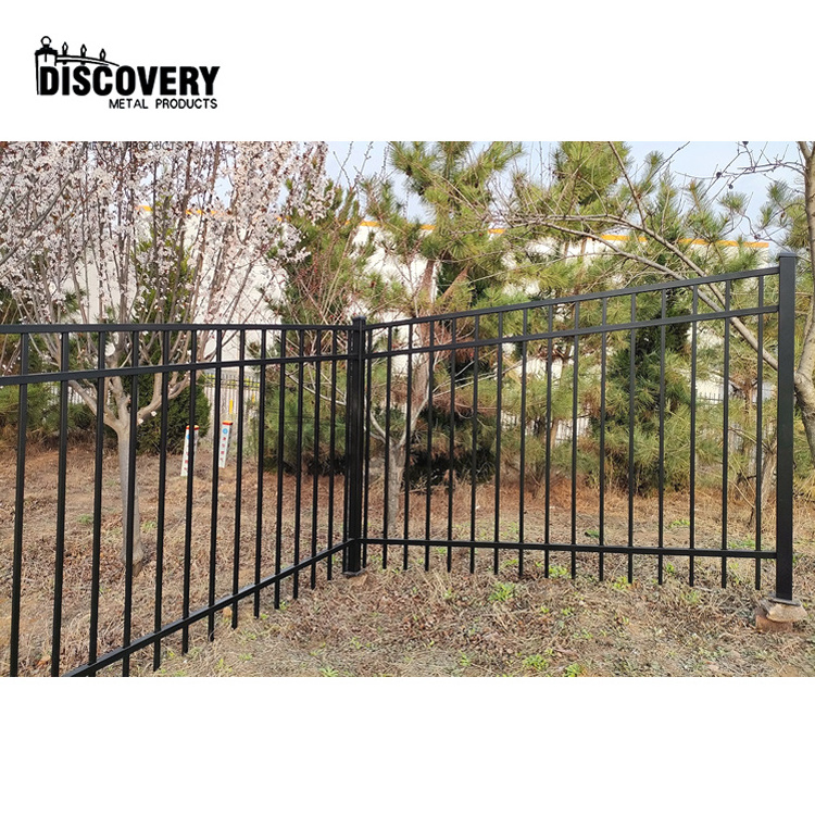 Easily assembled customized aluminum fence grill design pictures 3 rail fence design with metal fence post