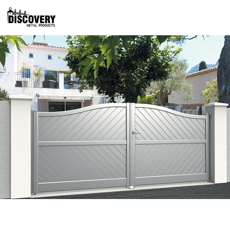 Automatic double swing aluminum gates european style home garden gates aluminum suspended folding entrance gate door