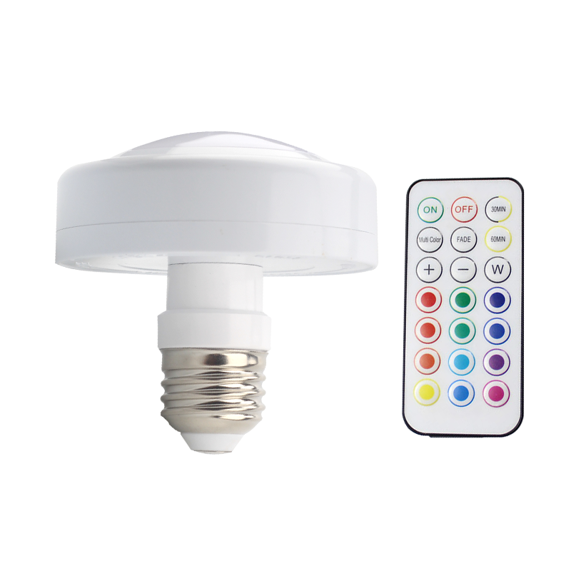 Battery powered indoor remote control timing night light 13 color light E26 thread smart bulb