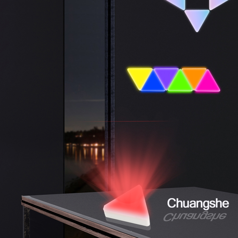 NEW 1+1 Wholesale triangle creative remote control custom led lamp can be pasted wardrobe led light can be timed wall light led