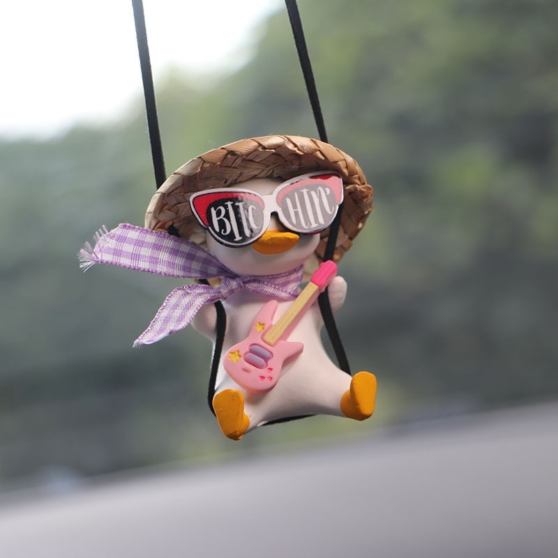 Resin cute swing duck with sunglasses car interior decoration auto pendant