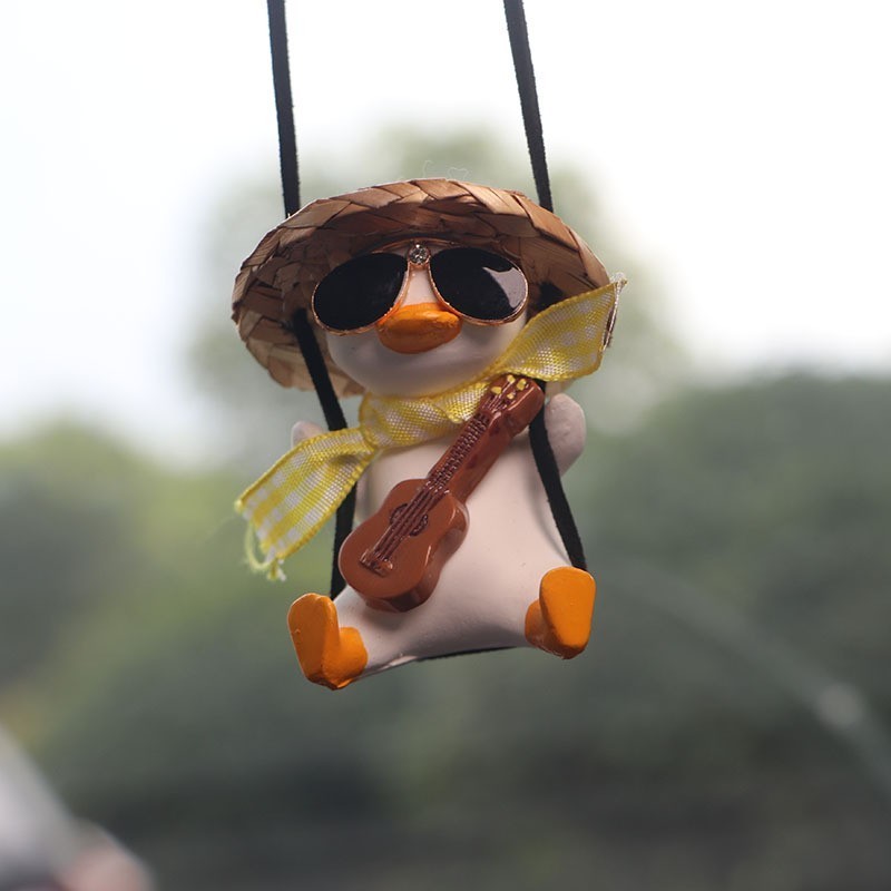 Resin cute swing duck with sunglasses car interior decoration auto pendant