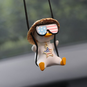 Resin cute swing duck with sunglasses car interior decoration auto pendant