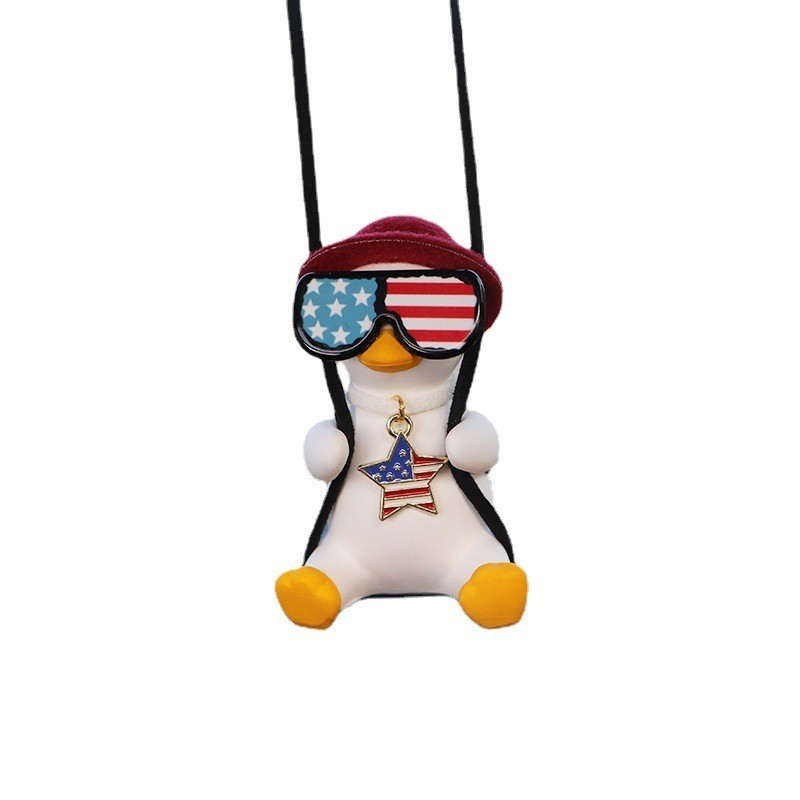 Resin cute swing duck with backpack car interior decoration auto pendant