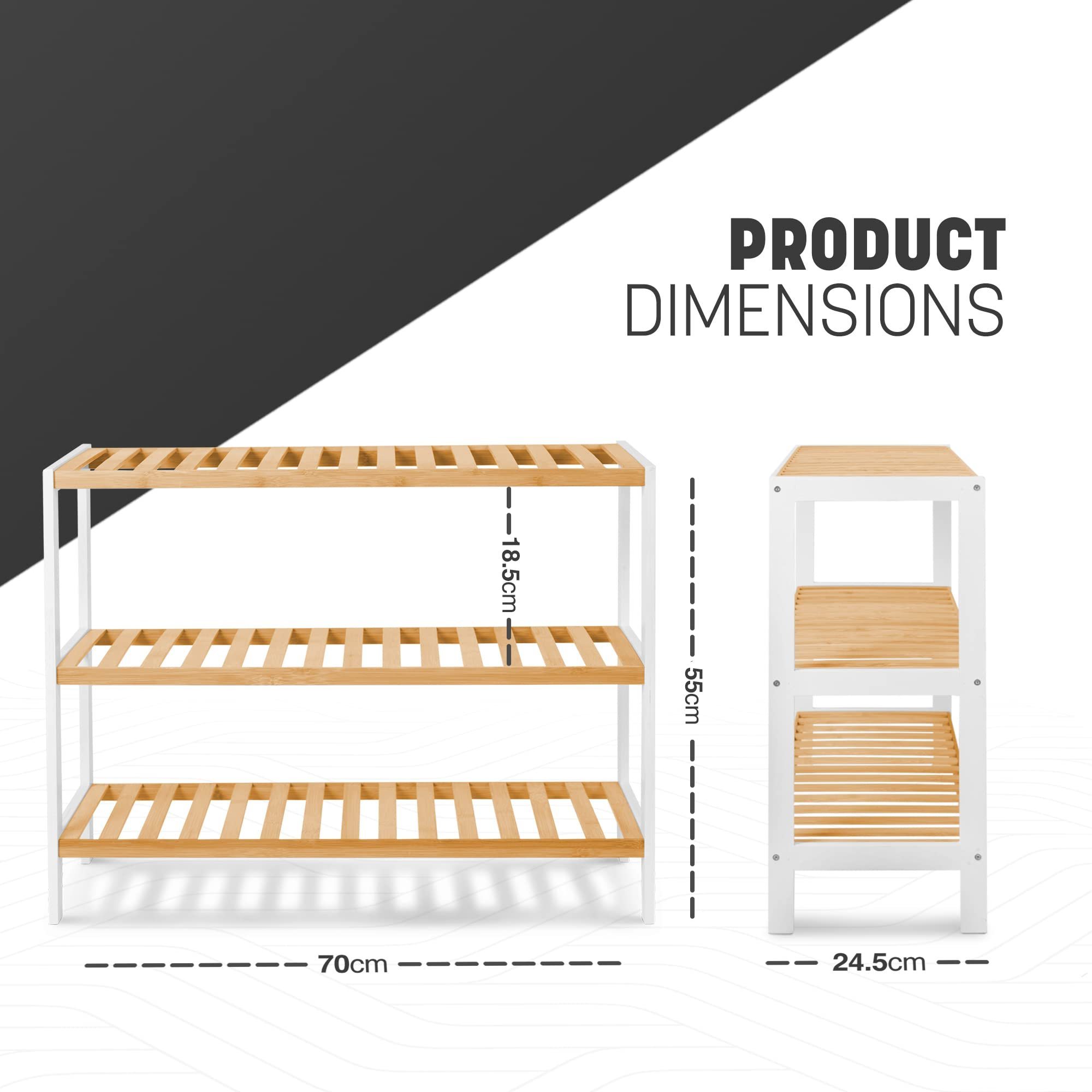 Entryway Furniture Modern 3 Tier Storage Organizer Rack Wood Shoe Shelves Bamboo Shoe Rack