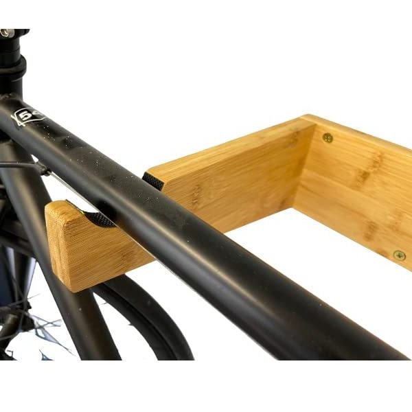 Bike Hanger Wall Mount Indoor Garage Bicycle Rack Bamboo Bike Storage Rack with Removeable Shelf