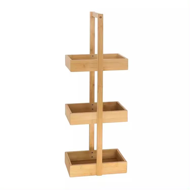 Eco Friendly Three Tier Multipurpose Shelf Rack Cabinet Shelves Bamboo Storage Rack for Home