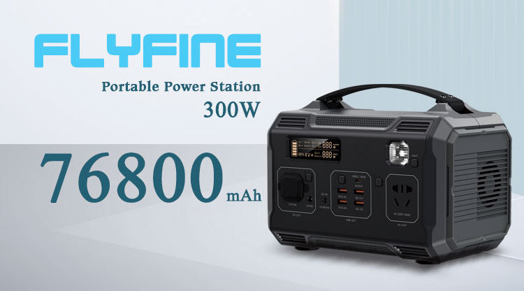 110-240V 300W Backup Portable Power Station flyfine 76800mAh Solar Generator PD CPAP Battery Pack Emergency Supply Home