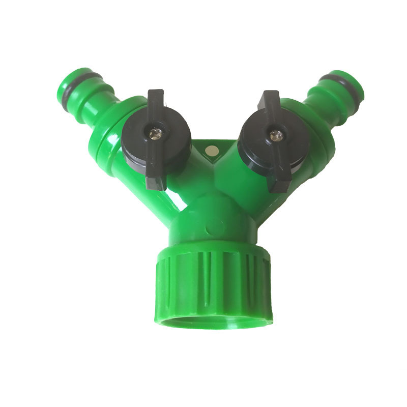 Plastic 3/4 inch Y Quick Connector 2 Way Garden Water Hose With Valve Faucet Adapter Hydraulic Dual Valve Hose Tap Adapter