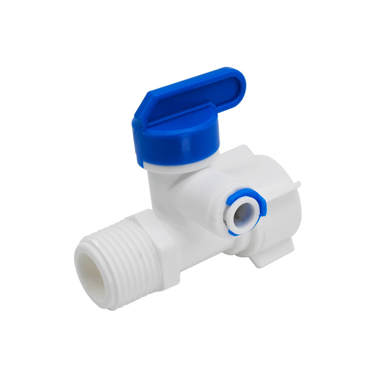 Food Grade POM Material Plastic Pipe Fittings Quick Connector Ro Water System Parts Ball Valve for Water Purifier