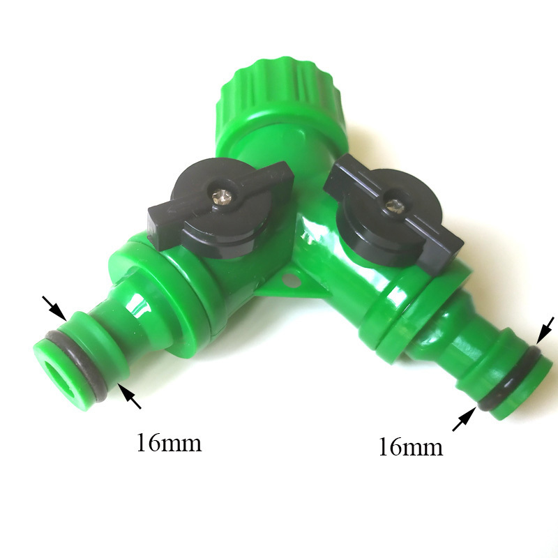 Plastic 3/4 inch Y Quick Connector 2 Way Garden Water Hose With Valve Faucet Adapter Hydraulic Dual Valve Hose Tap Adapter