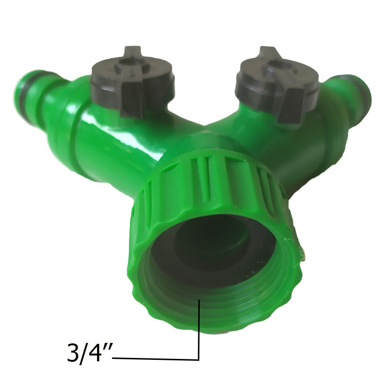 Plastic 3/4 inch Y Quick Connector 2 Way Garden Water Hose With Valve Faucet Adapter Hydraulic Dual Valve Hose Tap Adapter