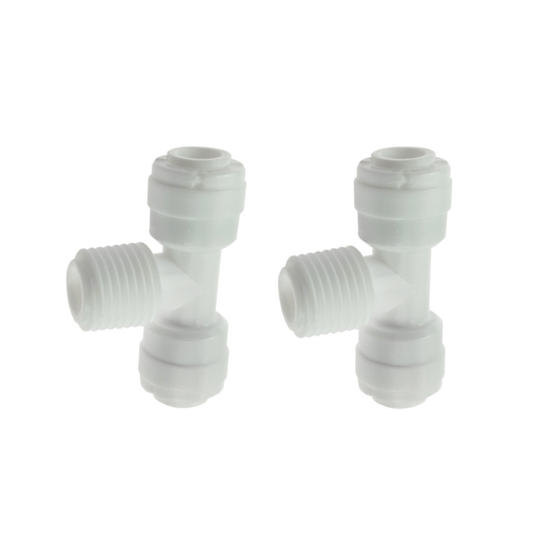 Reverse Osmosis Quick Pipe Fitting T Shape Tee 1/4 3/8 Hose 1/4 3/8 Male Thread R O Water Plastic Coupling Connector