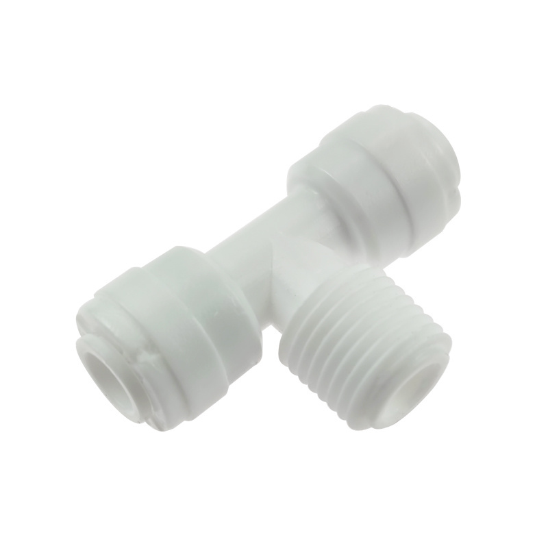 Reverse Osmosis Quick Pipe Fitting T Shape Tee 1/4 3/8 Hose 1/4 3/8 Male Thread R O Water Plastic Coupling Connector