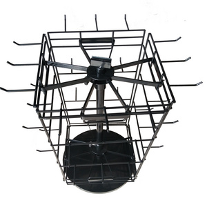 black wire metal boutiques merchandise hanging items table top spinner display racks for counter top trade show