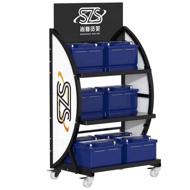 Auto Fixing Tool Parts Display Stand Gas Station Metal Standing Rack Work Lights Retail Store Accessory Display Rack