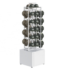 Free Design Foshan rotating baseball cap display rack with hooks  baseball hats caps metal display rack