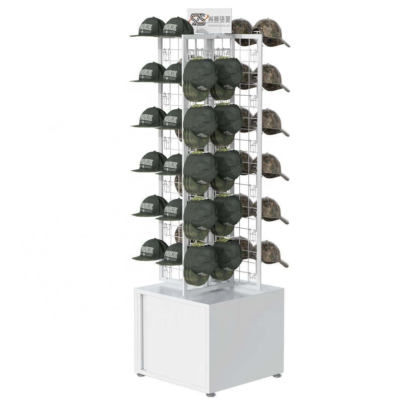 Free Design Foshan rotating baseball cap display rack with hooks  baseball hats caps metal display rack