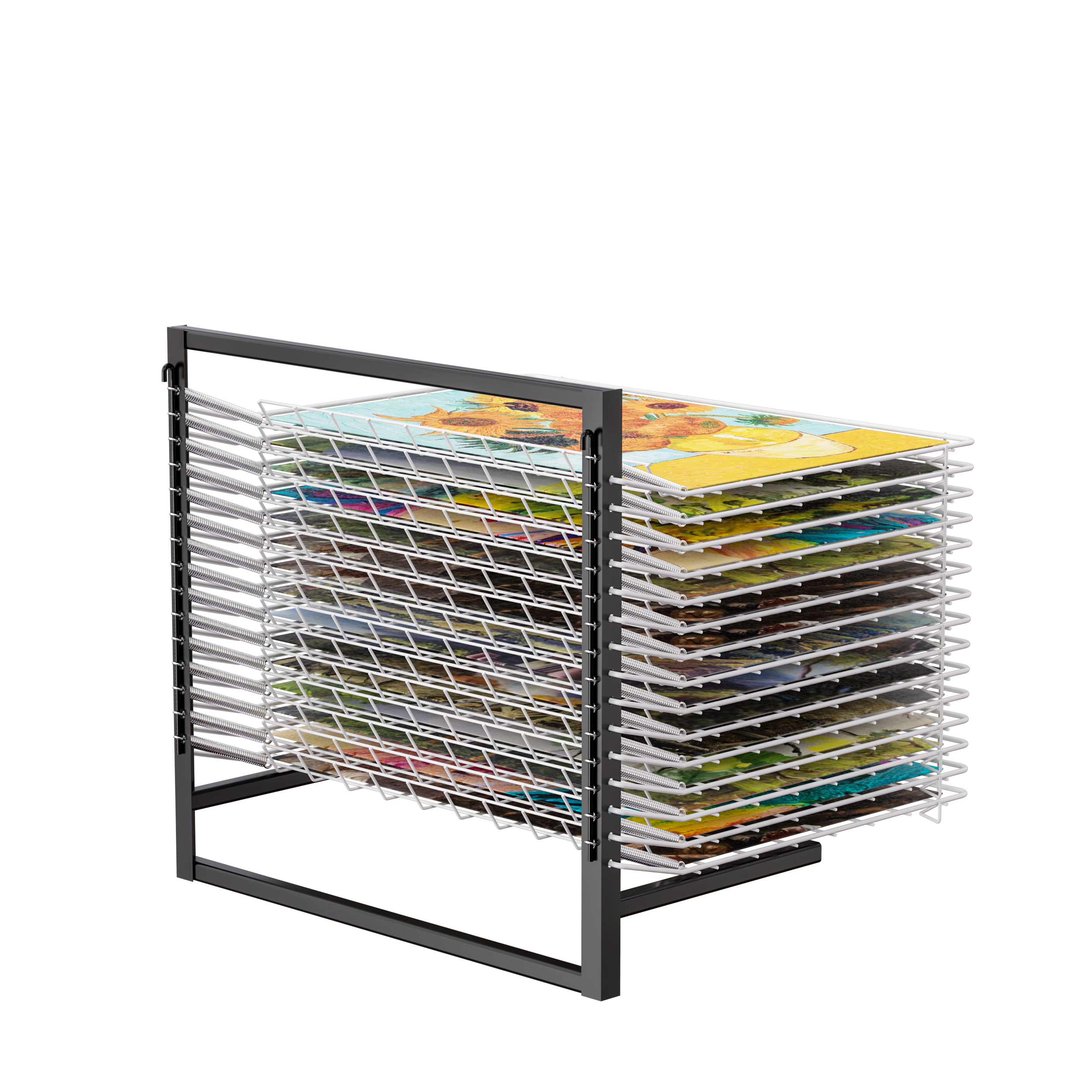 Metal art drying classroom with paint paper rack fixed paint drying rack 15  shelves art storage display rack