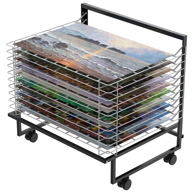 spray paint 15 shelves paper drying racks wrapping oil painting paper holder display stand metal rack