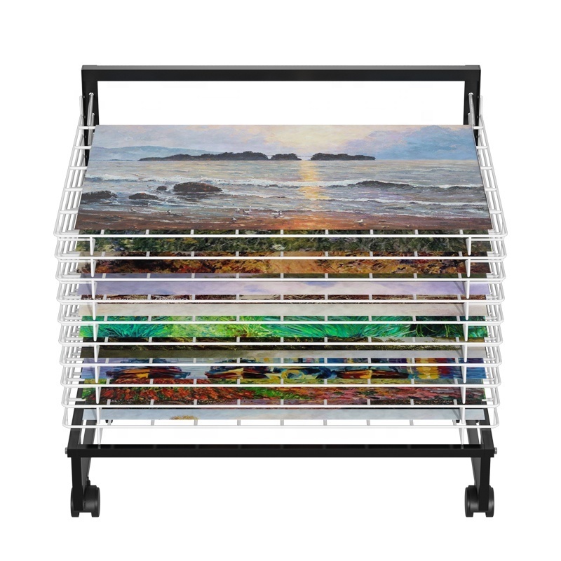 spray paint 15 shelves paper drying racks wrapping oil painting paper holder display stand metal rack