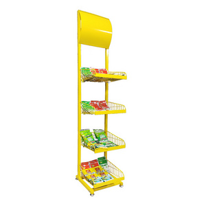 retails floor high quality supermarket potato chips metal display rack stand for market shelf