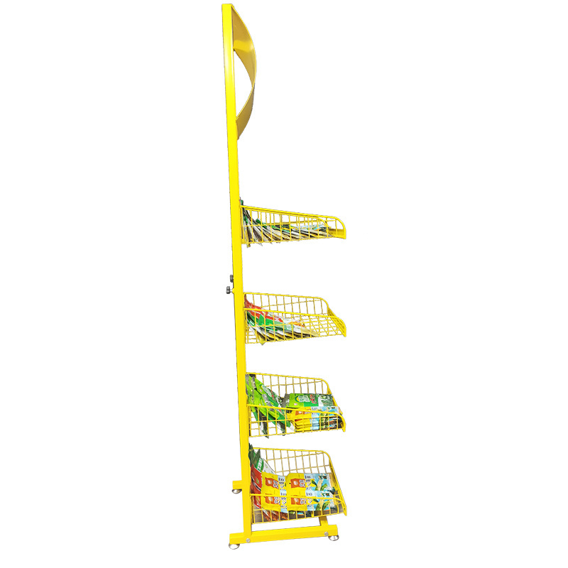 retails floor high quality supermarket potato chips metal display rack stand for market shelf