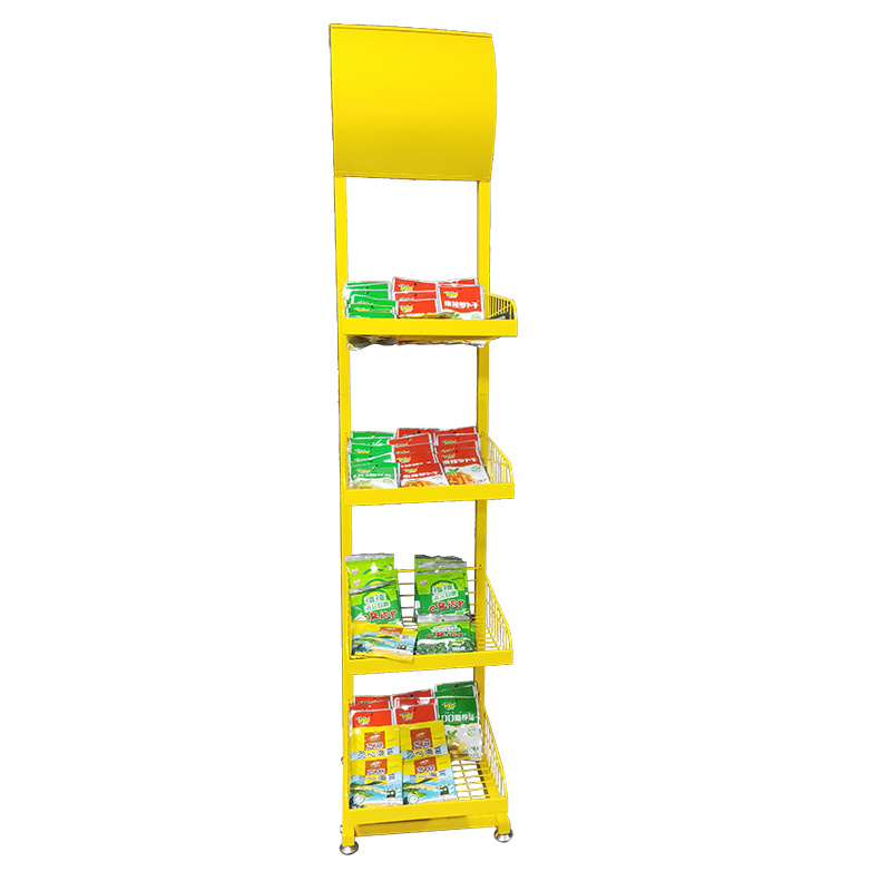 retails floor high quality supermarket potato chips metal display rack stand for market shelf