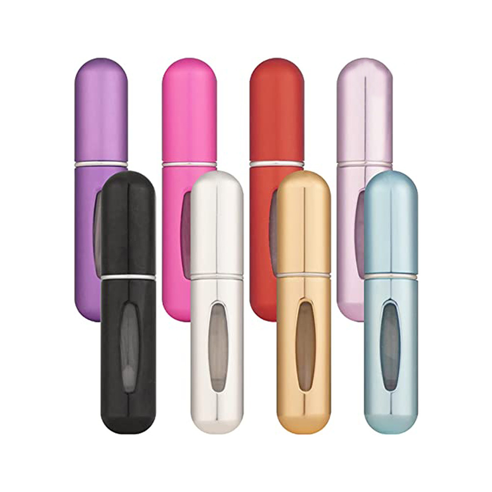 Portable Mini Refillable Perfume Spray Atomizer Bottle Scent Pump Case 8 Pcs Pack of 5ml Cosmetic Aluminum Customized Cylinder