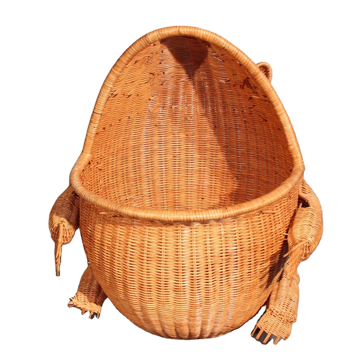 Handmade Rattan Storage Basket Woven Hanging Organizers Frog Shape Plastic Dessert Fruit Vegetable Picnic Baskets