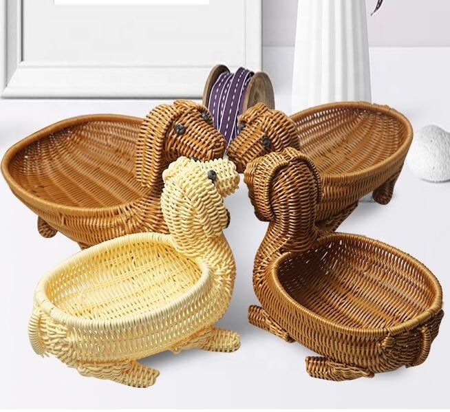 Dog Shape Plastic New Design Animal Shape Rattan Storage Gift Basket