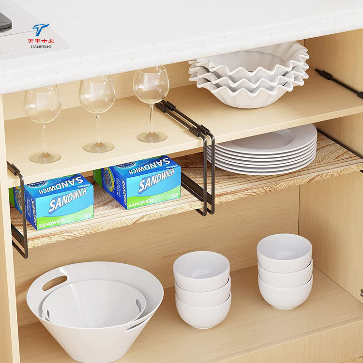 2 Pack Kitchen Counter Cabinet Rack Under Shelf Organizer for Kitchen Pantry Cupboard Storage