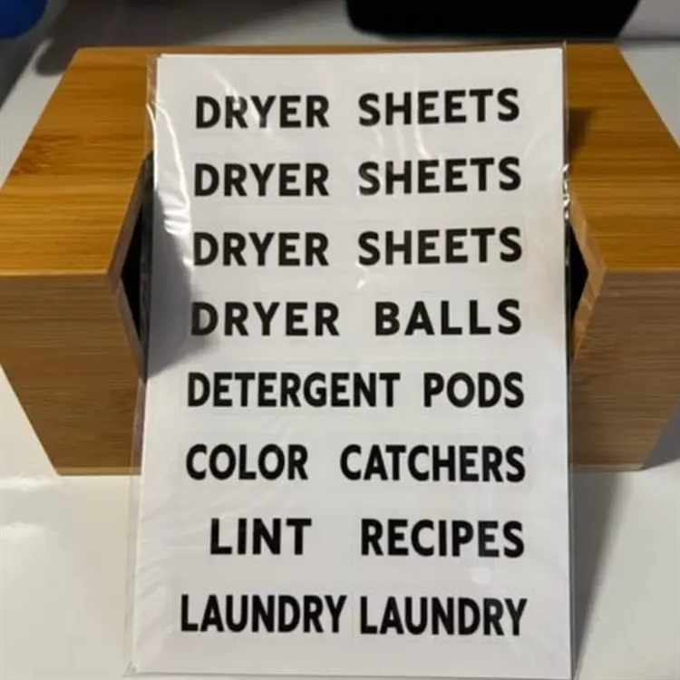 Dryer Sheet Holder with Opening and Labels, Laundry Softener Dryer Sheets Dispenser for Home Laundry Room Farmhouse Decor