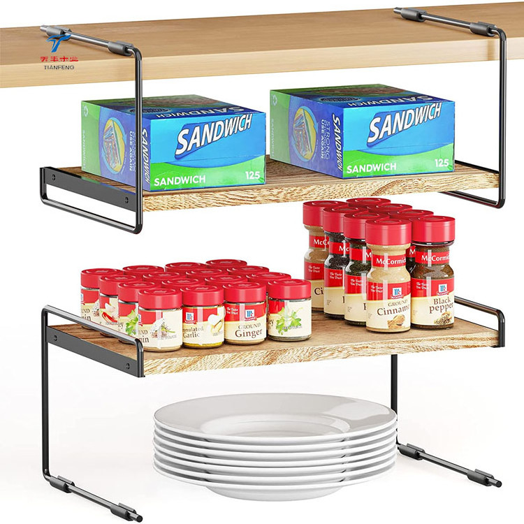 2 Pack Kitchen Counter Cabinet Rack Under Shelf Organizer for Kitchen Pantry Cupboard Storage