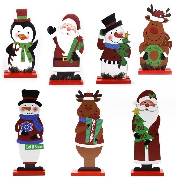 wooden Christmas products all kinds of wood craft ornaments wholesale wood bedroom decoration with stand