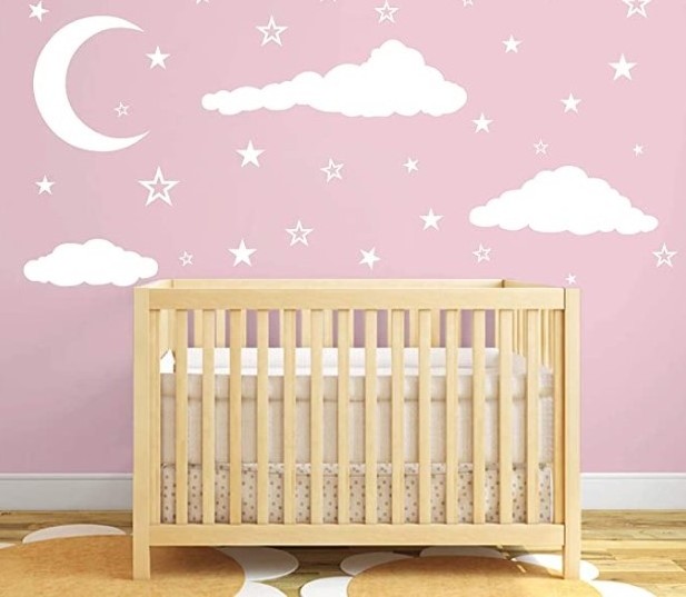 Kids Wall Decoration Moon Stars and Clouds Wall Decals,  Nursery Wall Decal, Wall Decal for Nursery