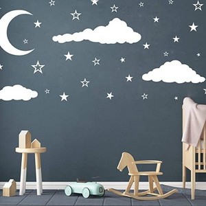 Kids Wall Decoration Moon Stars and Clouds Wall Decals,  Nursery Wall Decal, Wall Decal for Nursery