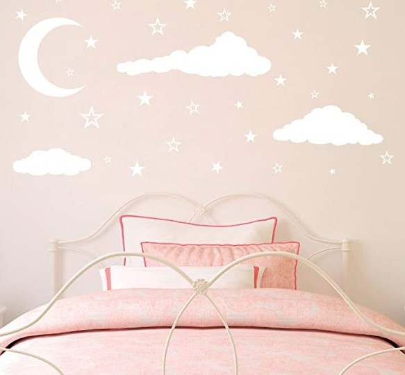 Kids Wall Decoration Moon Stars and Clouds Wall Decals,  Nursery Wall Decal, Wall Decal for Nursery