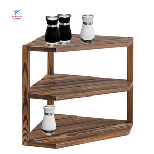 3 Tier Wood Kitchen Cabinet Counter Storage Organizer Spice Corner Shelves for Spices Plates